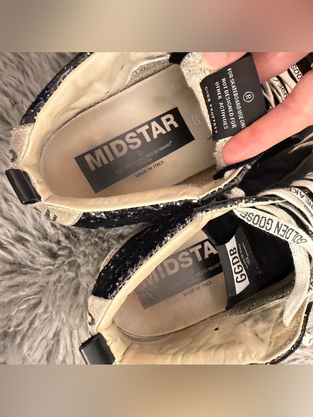 Golden Goose GGDB Mid Star Glitter Sneakers Black – Women’s EU 39 / US 9 - Picture 10 of 12